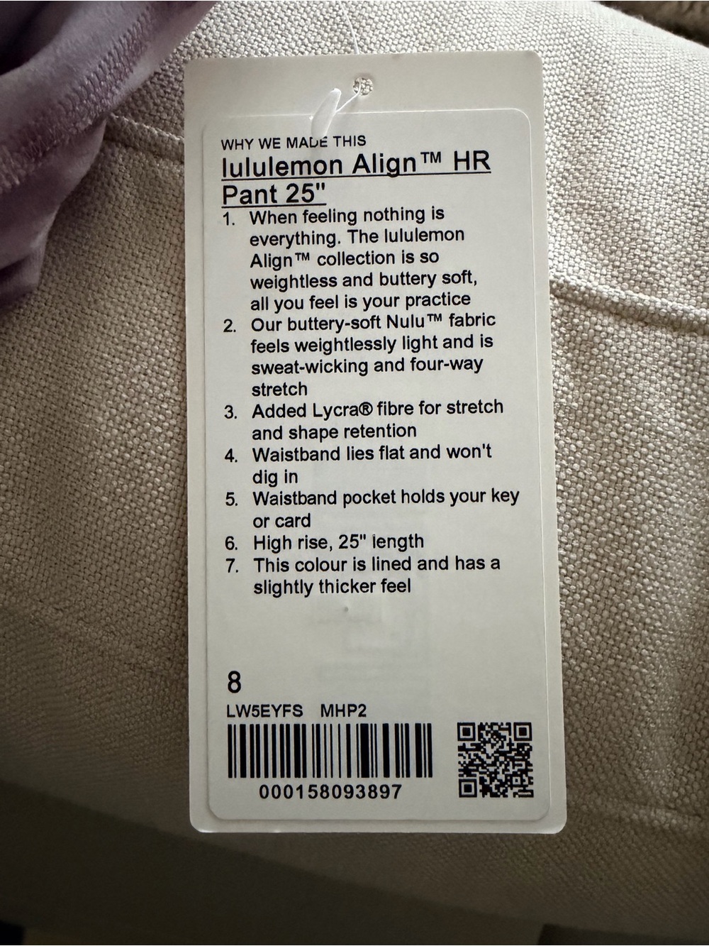 lululemon athletica Align HR Pant 25" — Light Beige/Cream Men's Sweatpants